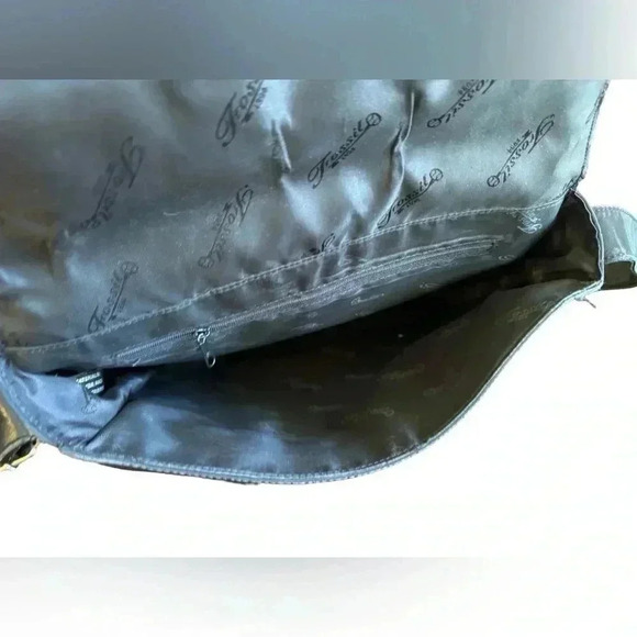 Fossil Leather Microfiber Black large Multi Pocket Shoulder Tote Messenger Bag - Picture 14 of 16